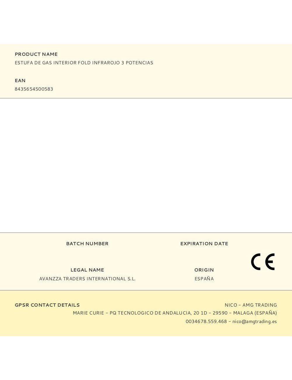 Estufa de gas interior fold infrarojo 3 potencias