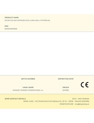 Estufa de gas interior fold llama azul 2 potencias