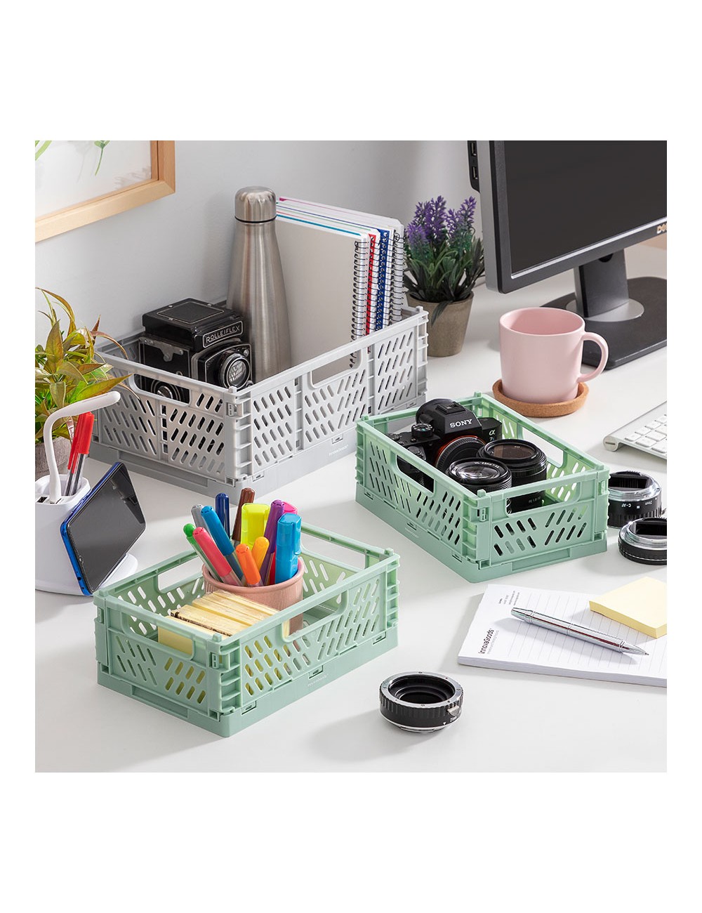 Set de 3 cajas organizadoras plegables y apilables boxtor