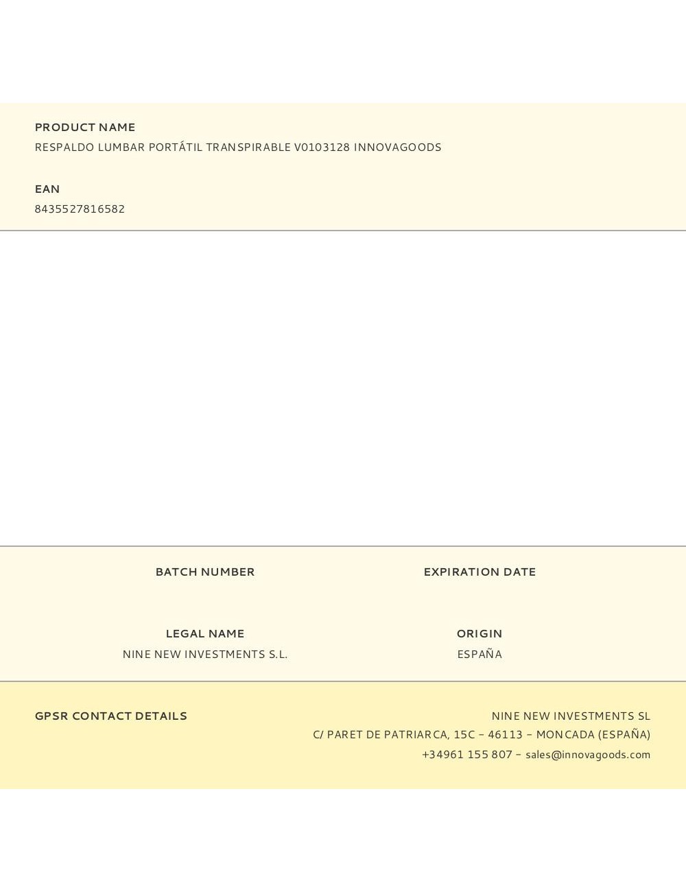 Respaldo lumbar portátil transpirable v0103128 innovagoods
