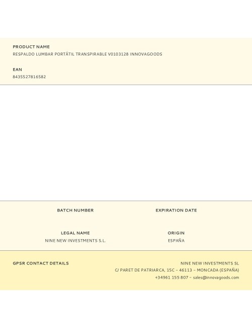 Respaldo lumbar portátil transpirable v0103128 innovagoods