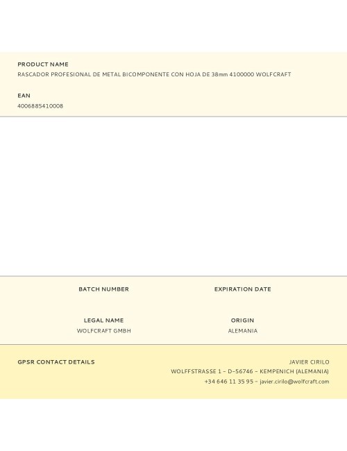 Rascador profesional de metal bicomponente con hoja de 38 mm