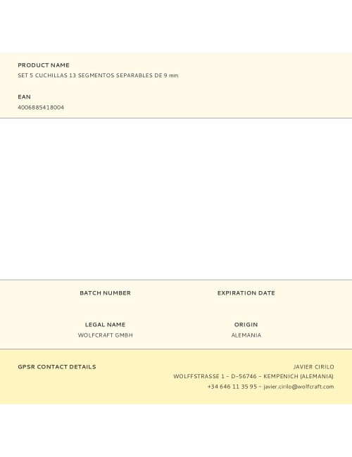 Set 5 cuchillas 13 segmentos separables de 9 mm