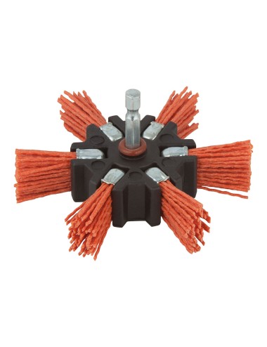 Cepillo de abanico de alambre de nylon vástago hexagonal ø100 x 20 mm