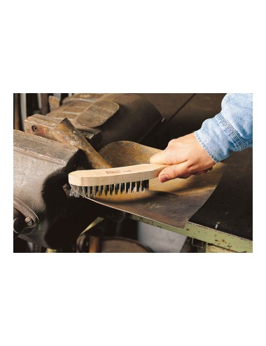 Cepillo manual de alambre de acero, modelo de madera, 35 x 280 x 39 mm