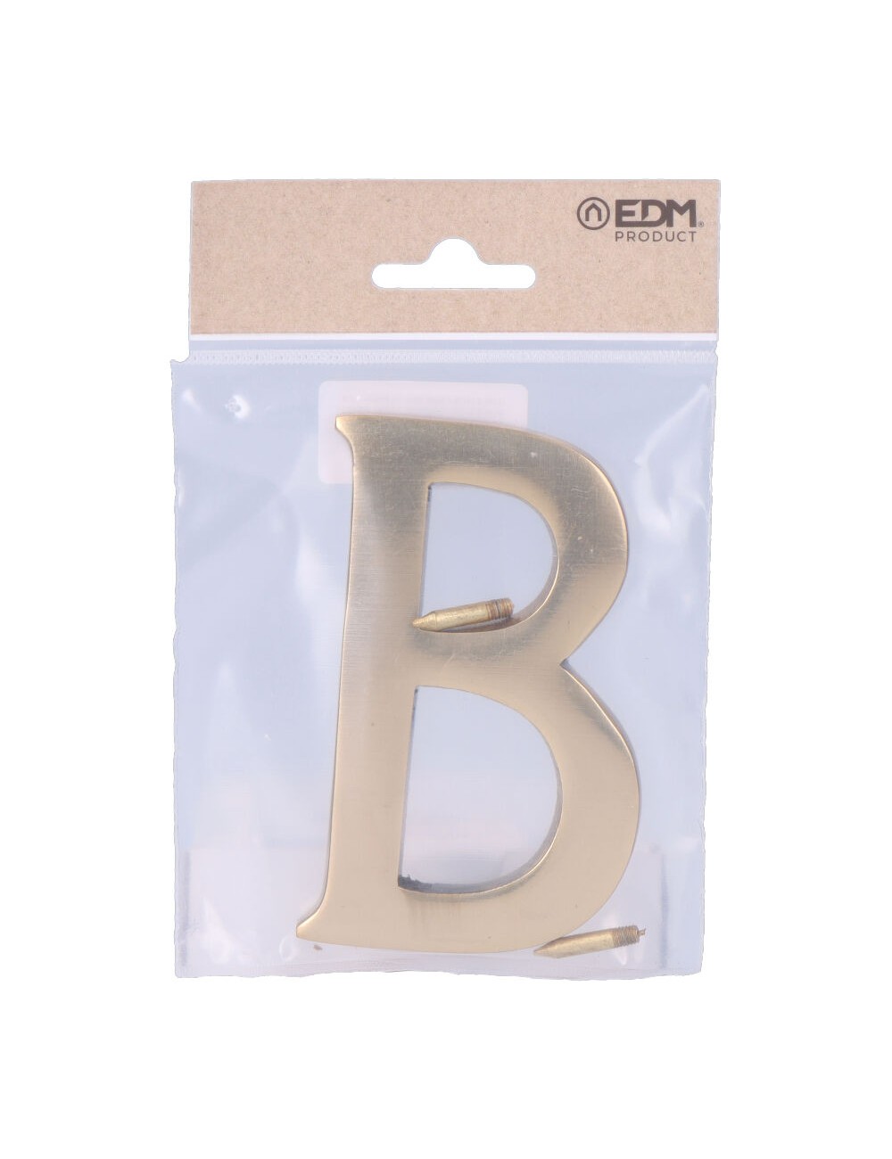 Letra b latón pulido 10cm fijación invisible edm