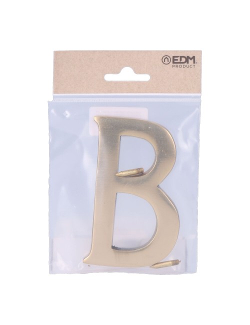 Letra b latón pulido 10cm fijación invisible edm