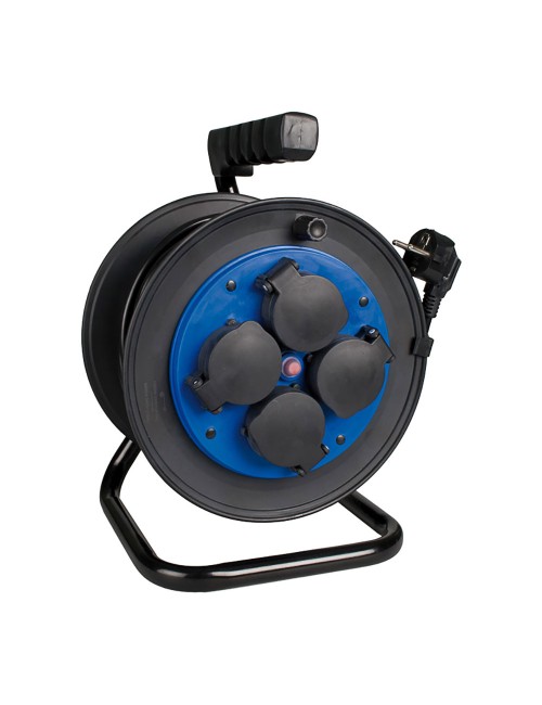 Enrollacables 50 m 3 g 1,50 mm 4 tomas bipolares con t/tl con tapas ip54