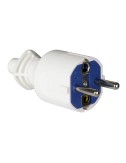 Clavija 2p+t, 16a 250v pvc color blanco. sujetacables abatible solera 706cb