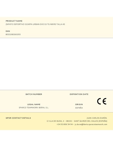 Zapato deportivo scarpa urban evo s3 tg nr/rs talla 45