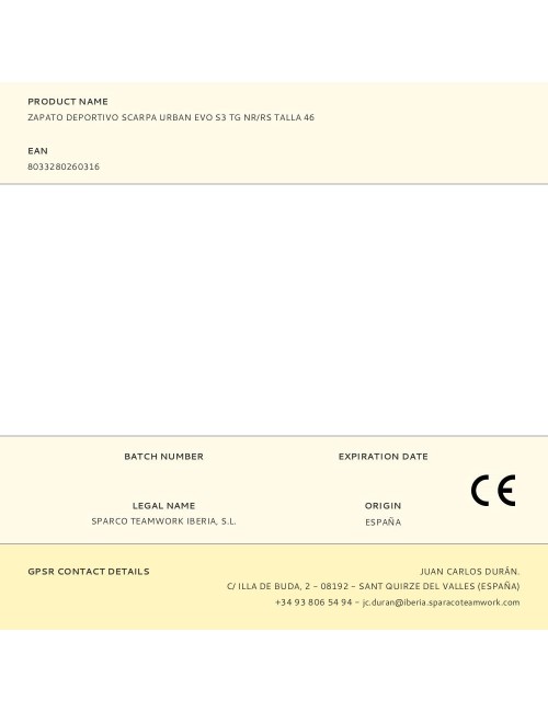 Zapato deportivo scarpa urban evo s3 tg nr/rs talla 46