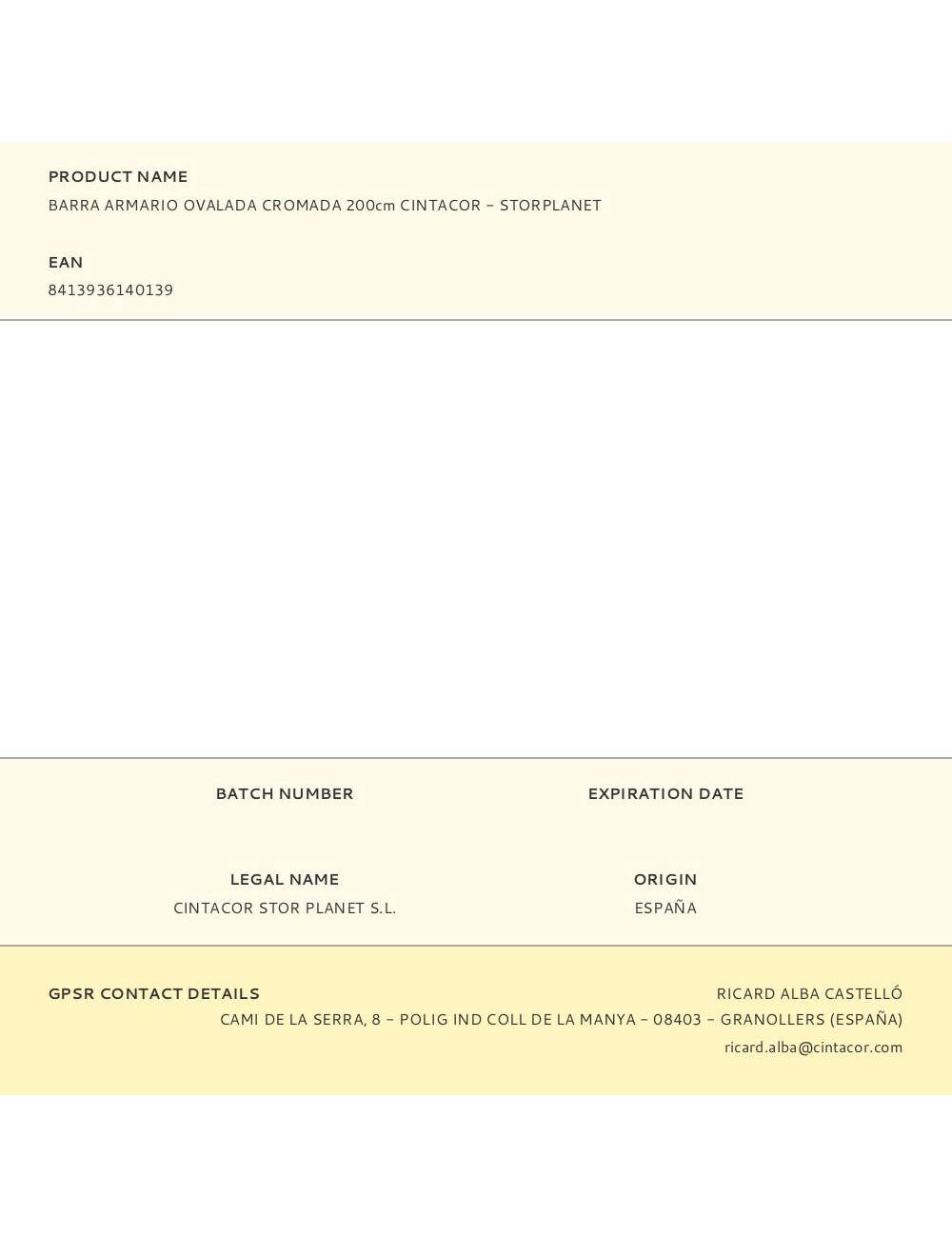 Barra armario ovalada cromada 200cm cintacor - storplanet