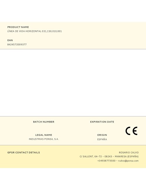 Línea de vida horizontal 031,150,010,001