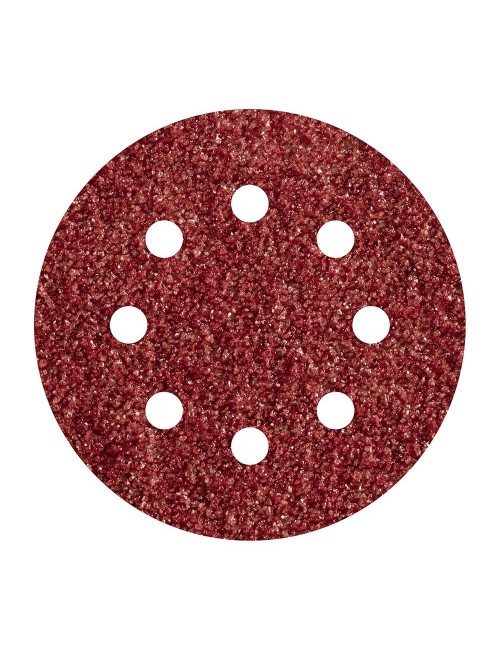 Pack 5 hojas de lijar adhesivas, corindón grano 80 perforadas ø125mm 2070000 wolfcraft