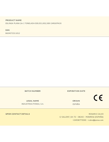 Eslinga plana 2m 1 tonelada 030,031,002,308 cargopack