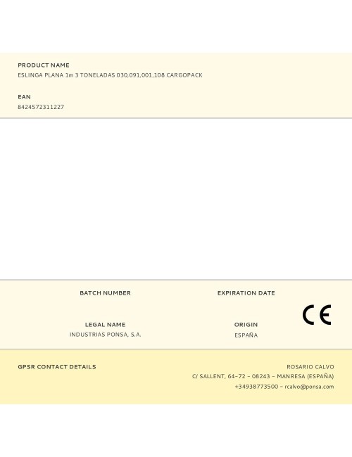 Eslinga plana 1m 3 toneladas 030,091,001,108 cargopack