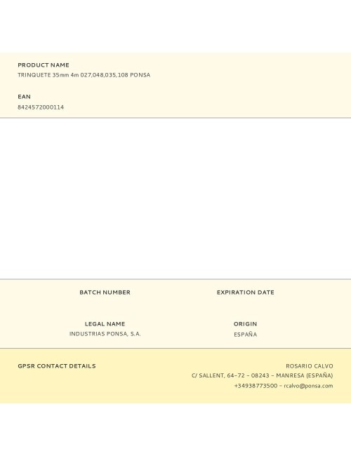 Trinquete 35mm 4m 027,048,035,108 ponsa