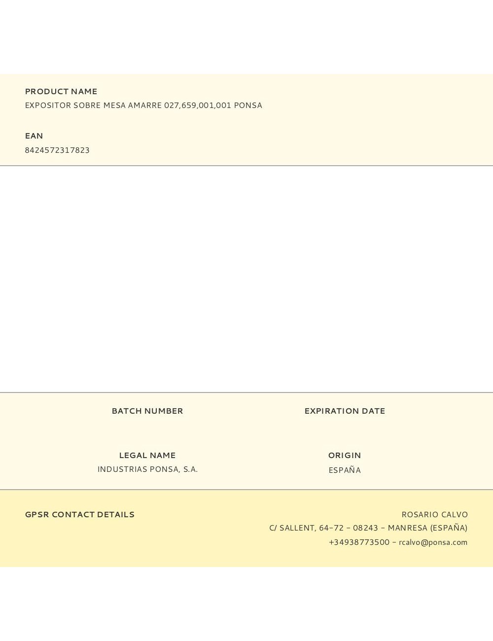 Expositor sobre mesa amarre 027,659,001,001 ponsa