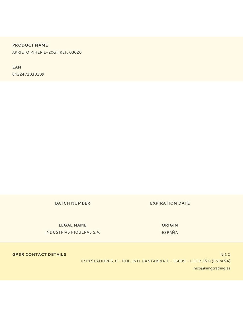 Aprieto piher e-20 cm