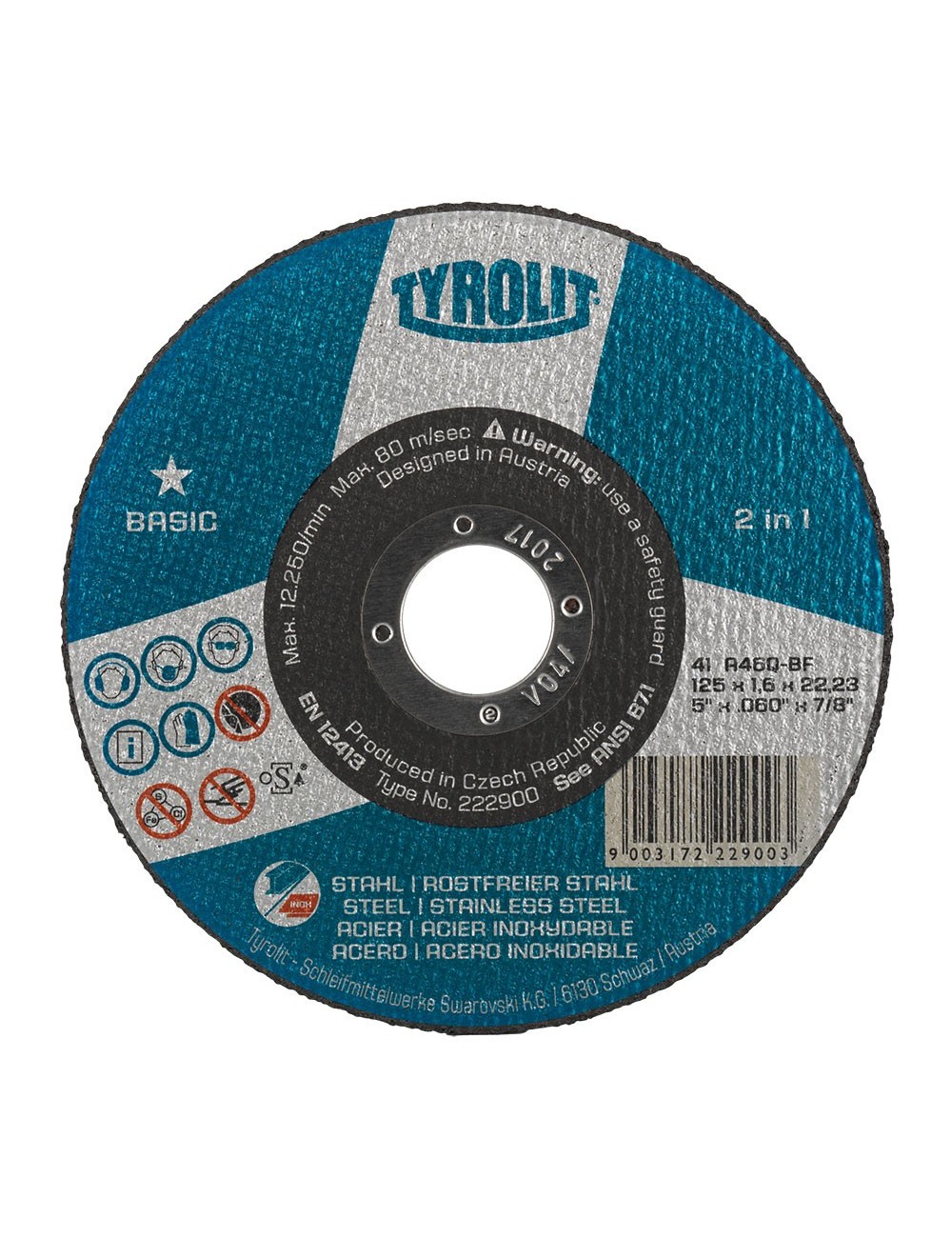 Disco corte bombeado 42c ø125x2,5x22,23 a30q-bfb tyrolit Disco corte bombeado 42c ø125x2,5x22,23 a30q-bfb tyrolit