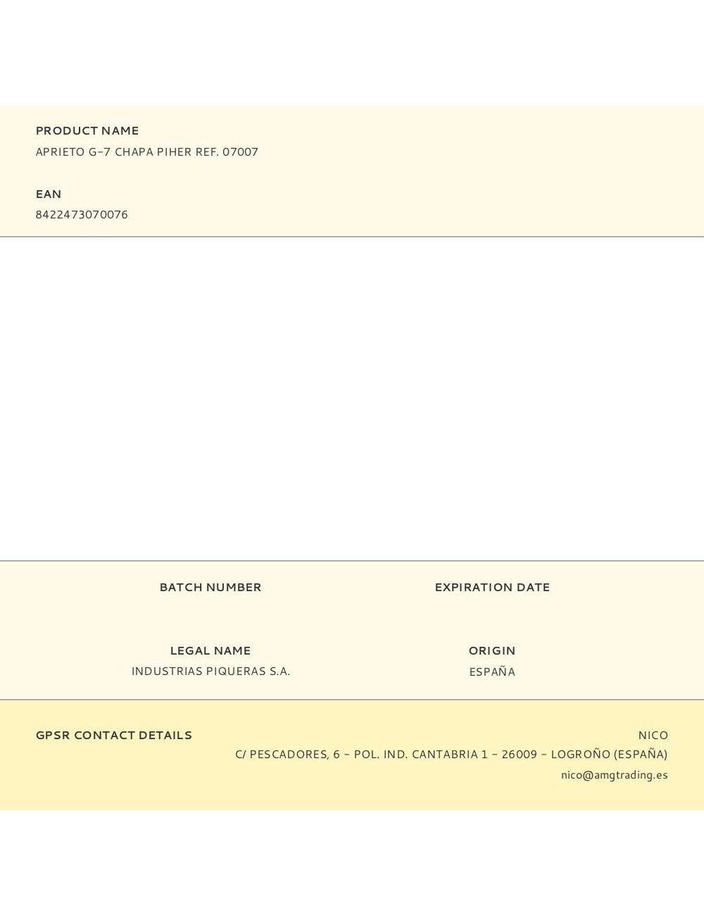 Aprieto g-7 chapa 12 x 17 x 1 cm