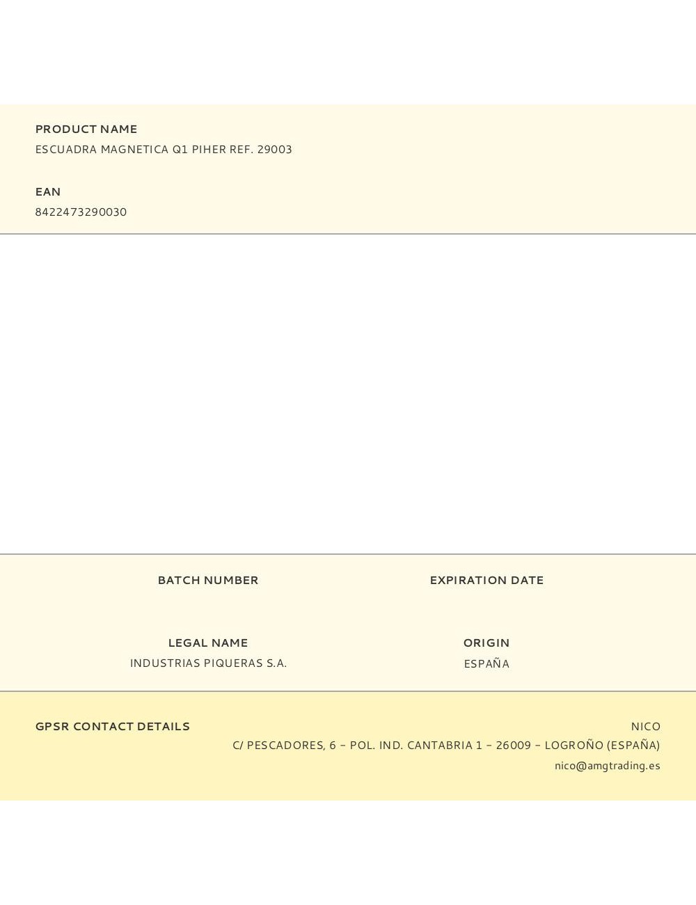 Escuadra magnetica q1 piher ref. 29003