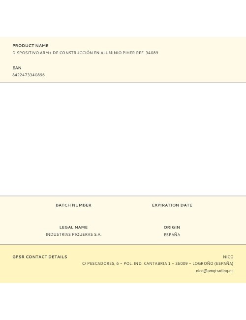 Dispositivo arm+ de construcción en aluminio piher ref. 34089