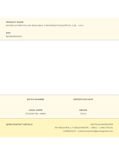 Rastrillo para follaje regulable, con mango telescópico, 1,28 -1,6 m