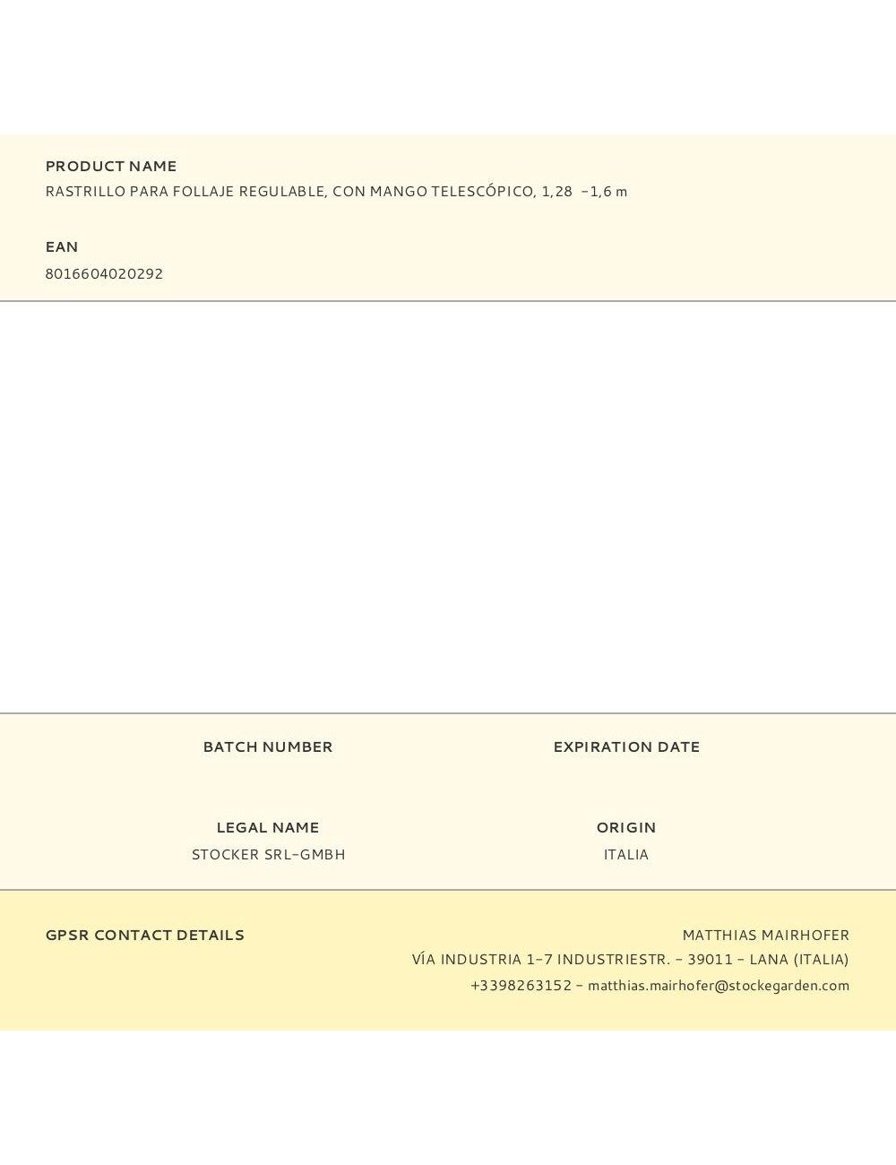 Rastrillo para follaje regulable, con mango telescópico, 1,28 -1,6 m