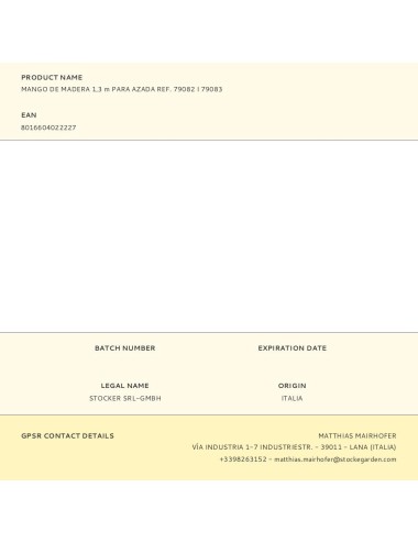 Mango de madera 1,3 m para azada ref. 79082 i 79083