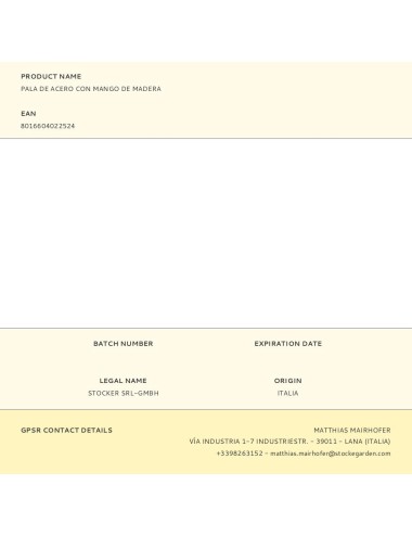 Pala de acero con mango de madera