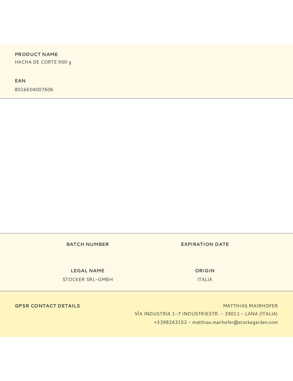 Hacha de corte 900 g