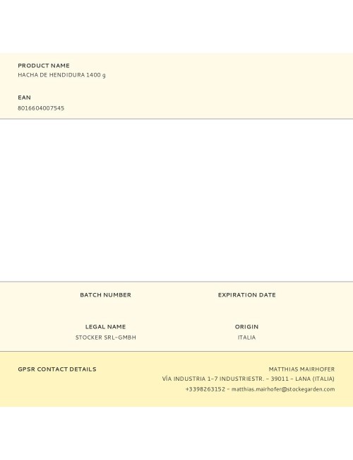 Hacha de hendidura 1400 g