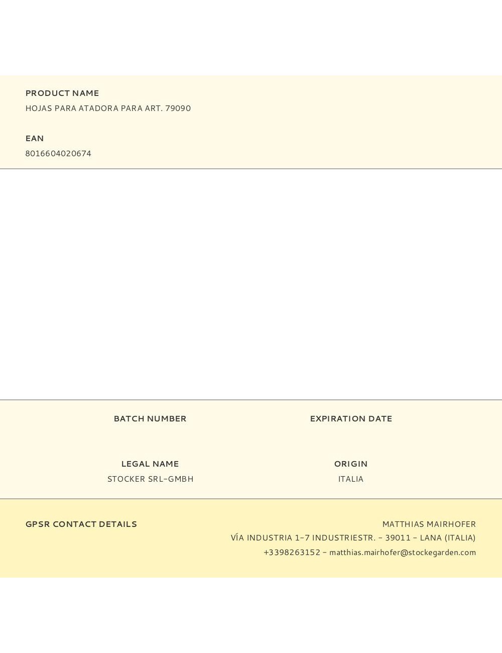 Hojas para atadora para art. 79090