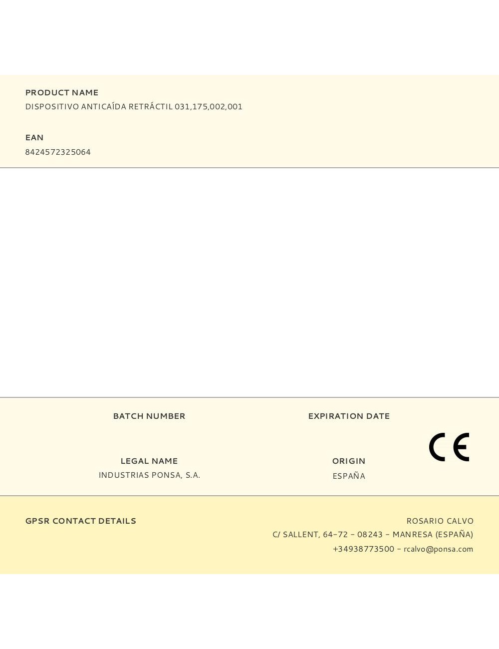 Dispositivo anticaída retráctil 031,175,002,001
