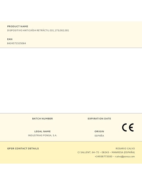 Dispositivo anticaída retráctil 031,175,002,001