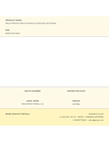 Malla protección fachadas 3 x 20 m