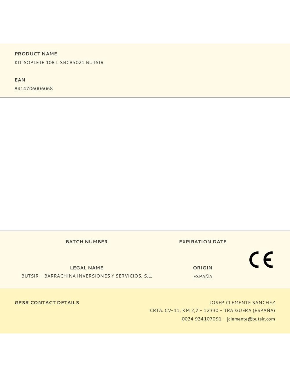 Kit soplete 108 l sbcb5021 butsir