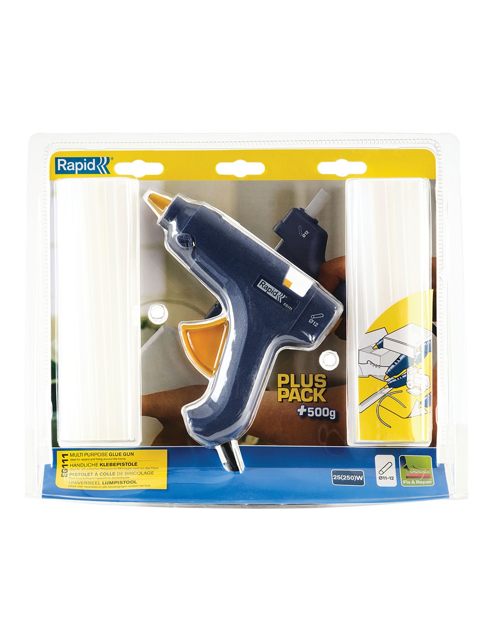 Pistola de cola eg111 + 500 g barra de silicona de ø12 mm