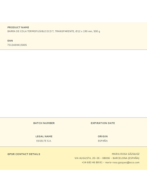 Barra de cola termofusible eco t, transparente, ø12 x 190 mm, 500 g