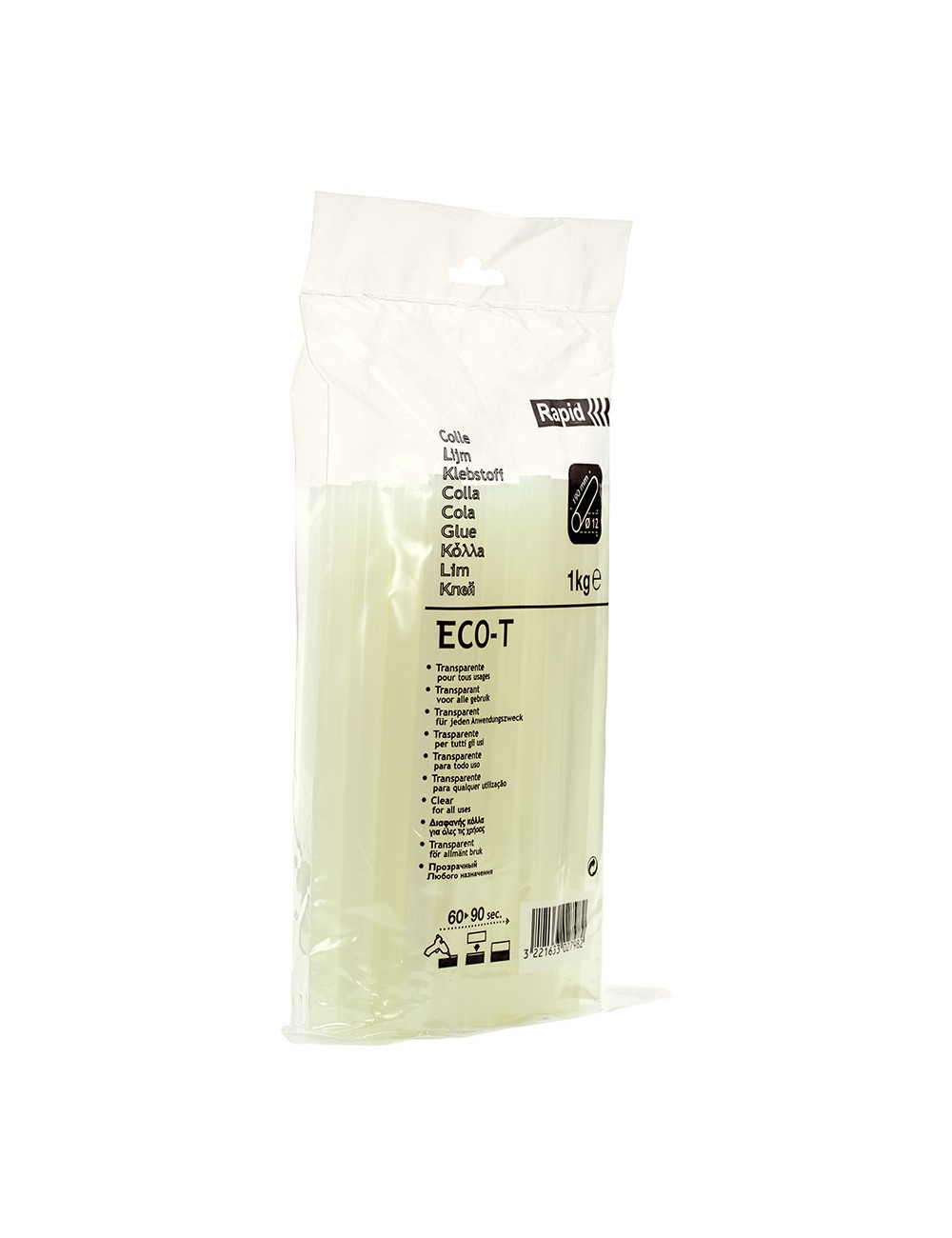 Barra de cola termofusible eco t, transparente, ø12 x 190 mm, 1 kg