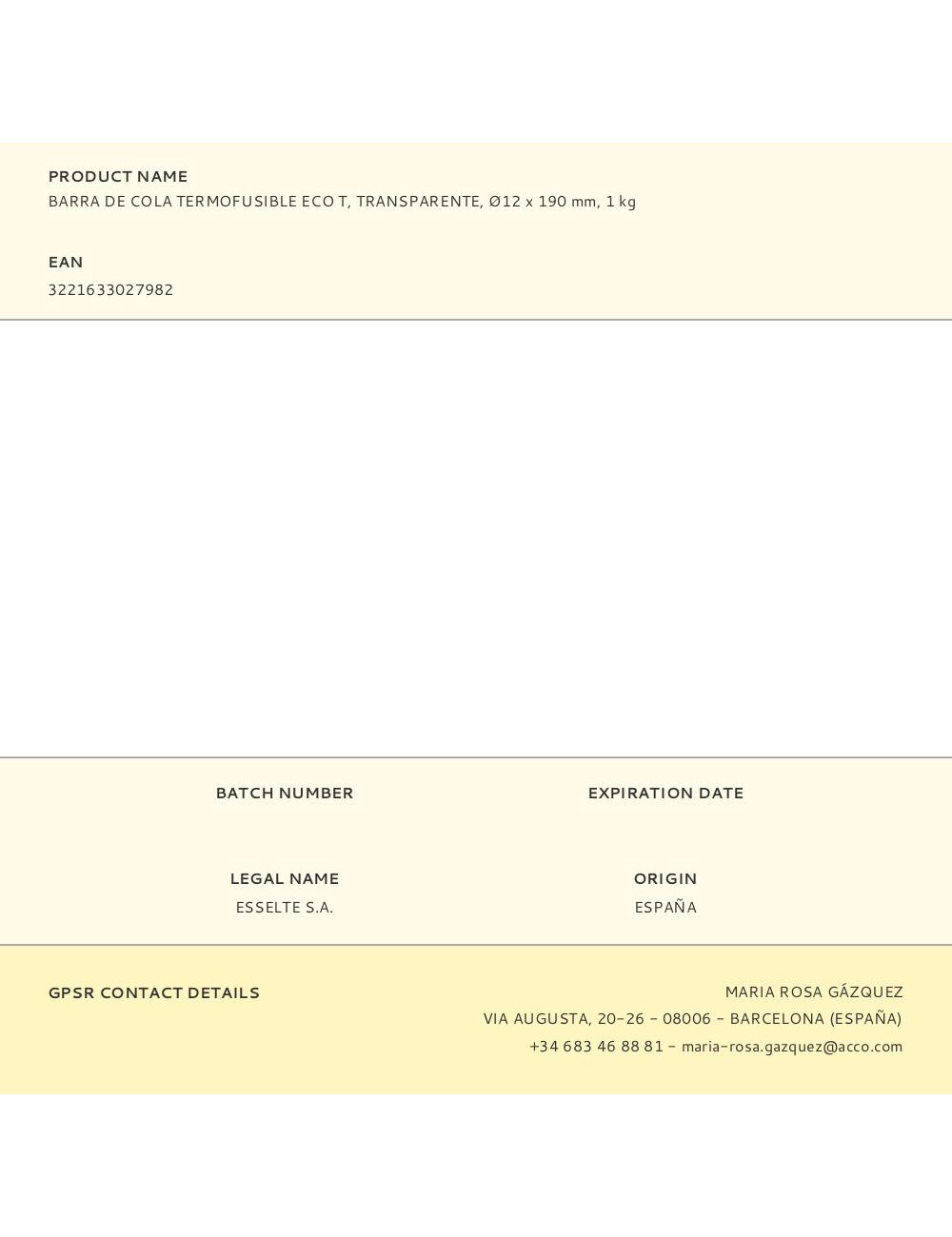 Barra de cola termofusible eco t, transparente, ø12 x 190 mm, 1 kg