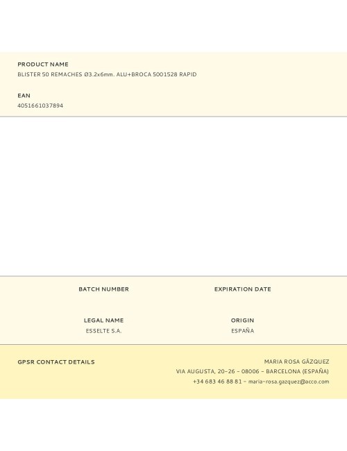 Blister 50 remaches ø3.2x6mm. alu+broca 5001528 rapid