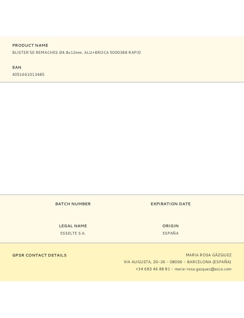 Blister 50 remaches ø4.8x12mm. alu+broca 5000388 rapid