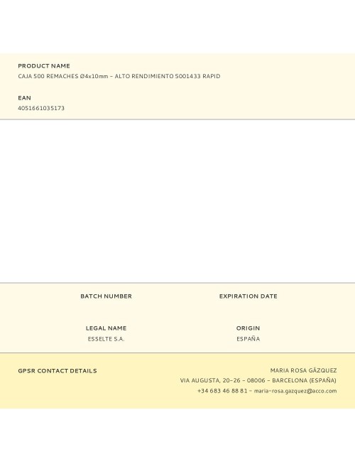 Caja 500 remaches ø4x10mm - alto rendimiento 5001433 rapid