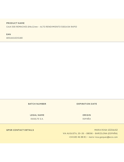 Caja 500 remaches ø4x12mm - alto rendimiento 5001434 rapid