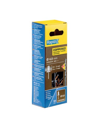 Blister 50 remaches ø4x10mm alu+broca cobreado 5001462 rapid