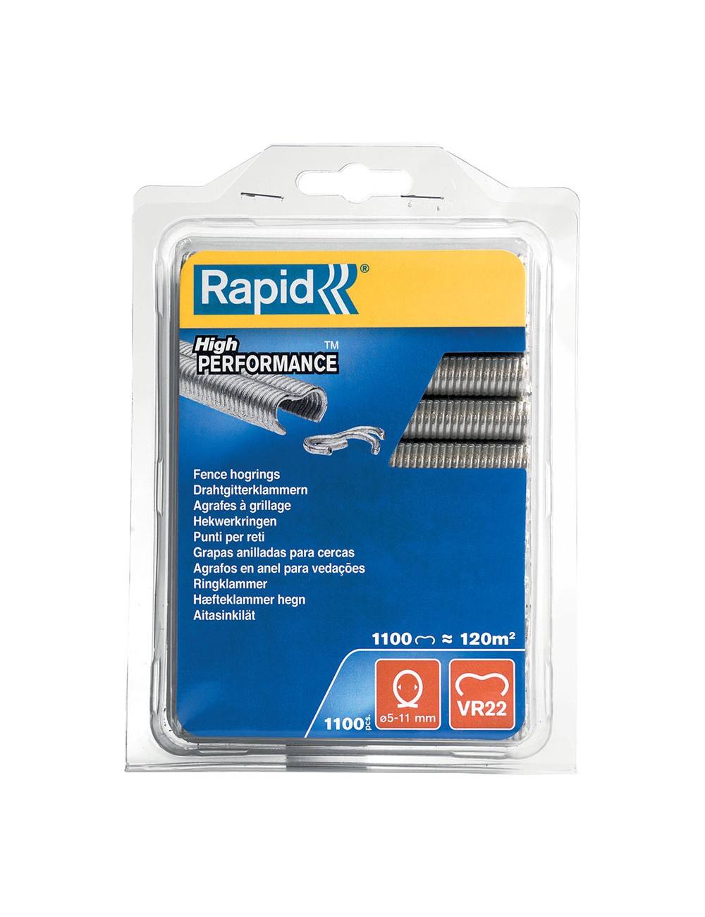 Blister 1100 grapas o anillos para cercas vr22 mod. 1.1m galvanizada 40108806 rapid