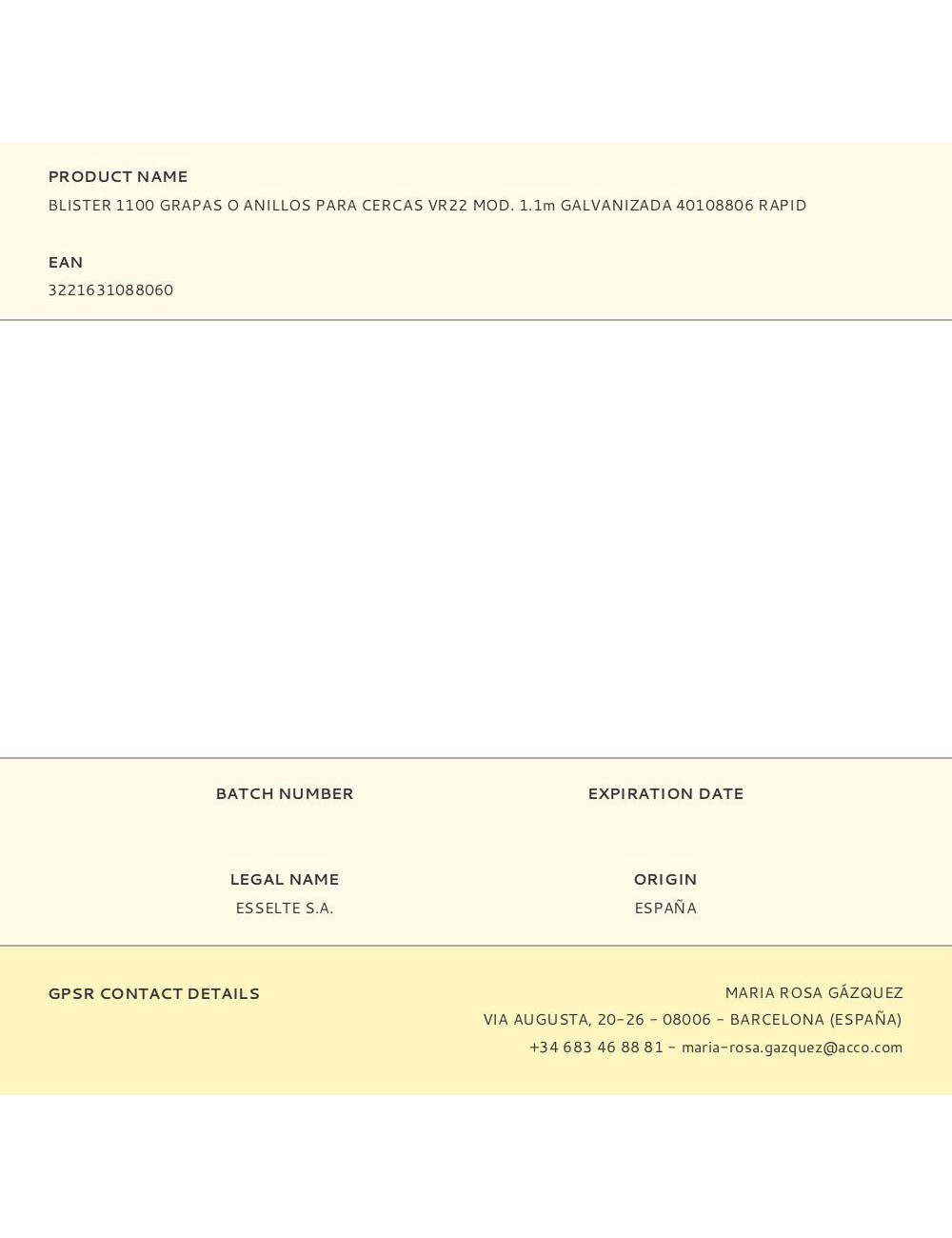 Blister 1100 grapas o anillos para cercas vr22 mod. 1.1m galvanizada 40108806 rapid