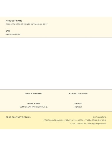 Camiseta deportiva negra talla-xl roly